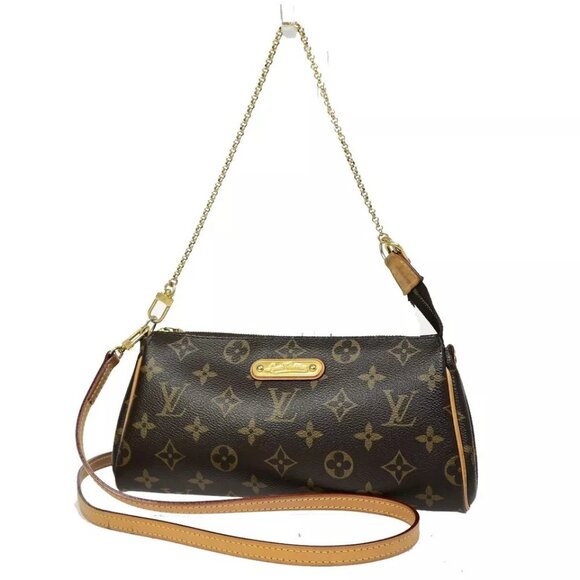 LOUIS VUITTON Eva 2Way Chain Shoulder Bag Monogram Leather Brown - Picture 1 of 16